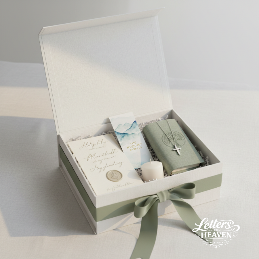 Letters From Heaven Gift Box - Sage — The Strength Box.  Grounding. Encouragement. Resilience. For the one who needs strength and steady faith.